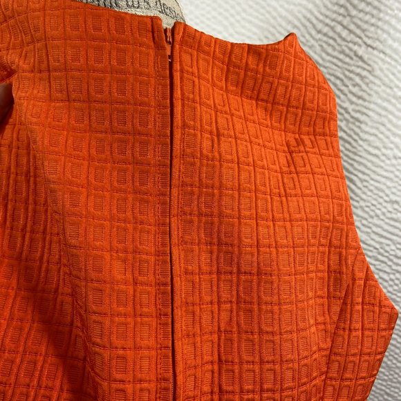 Modcloth 60's look A-Line Pleated Tangerine Orange Textured Lined Mini Dress - Picture 11 of 11